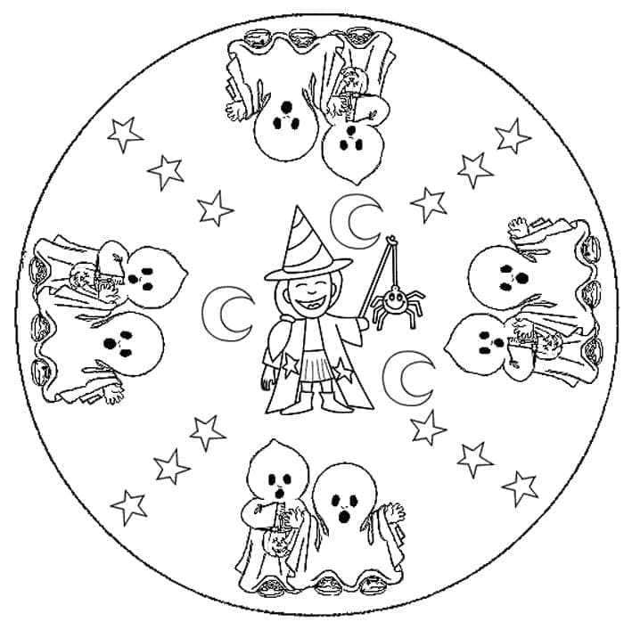 Coloriage Mandala d'Halloween Gratuit Pour les Enfants