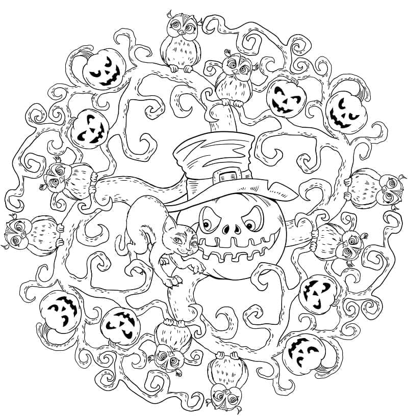 Mandala d’Halloween Imprimable coloring page
