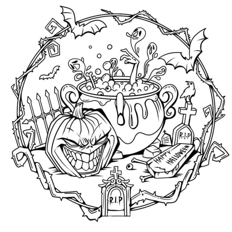 Mandala d’Halloween Pour Adultes coloring page