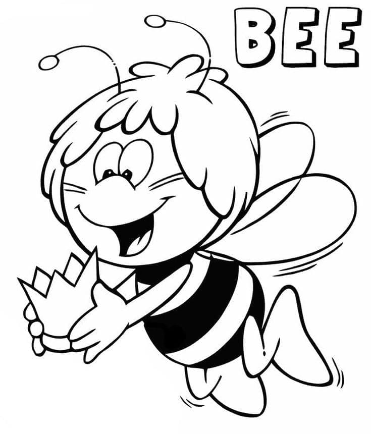 Coloriage Maya l'Abeille et Couronne