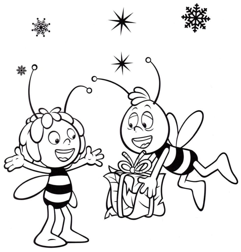 Coloriage Maya l'Abeille et Willy Gratuits Pour les Enfants