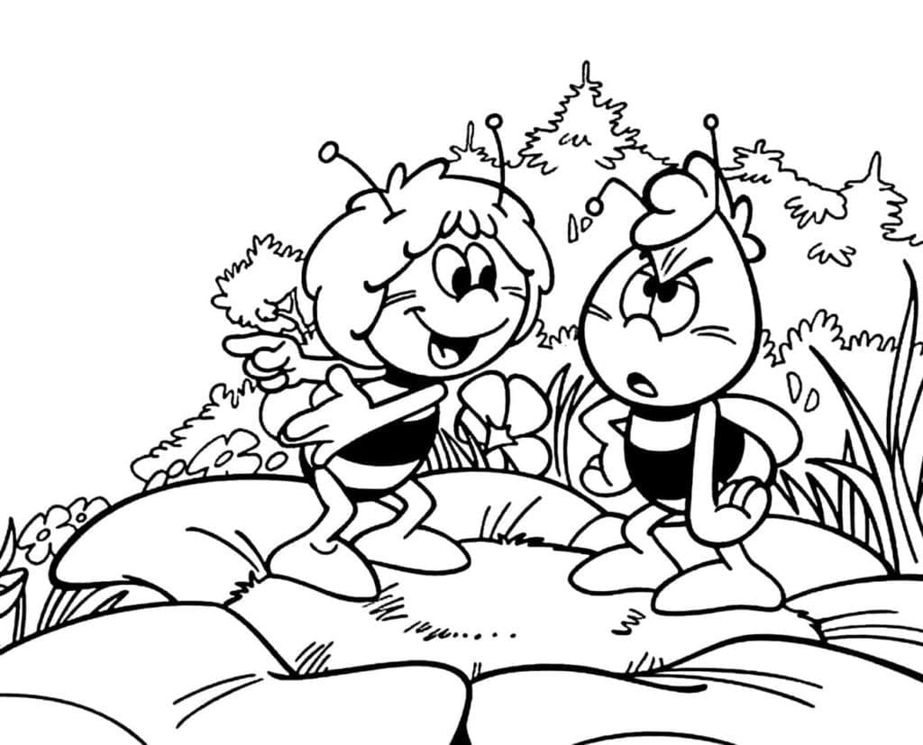 Coloriage Maya l'Abeille et Willy Gratuits