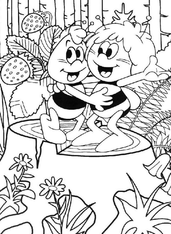 Coloriage Maya l'Abeille et Willy Pour Enfants