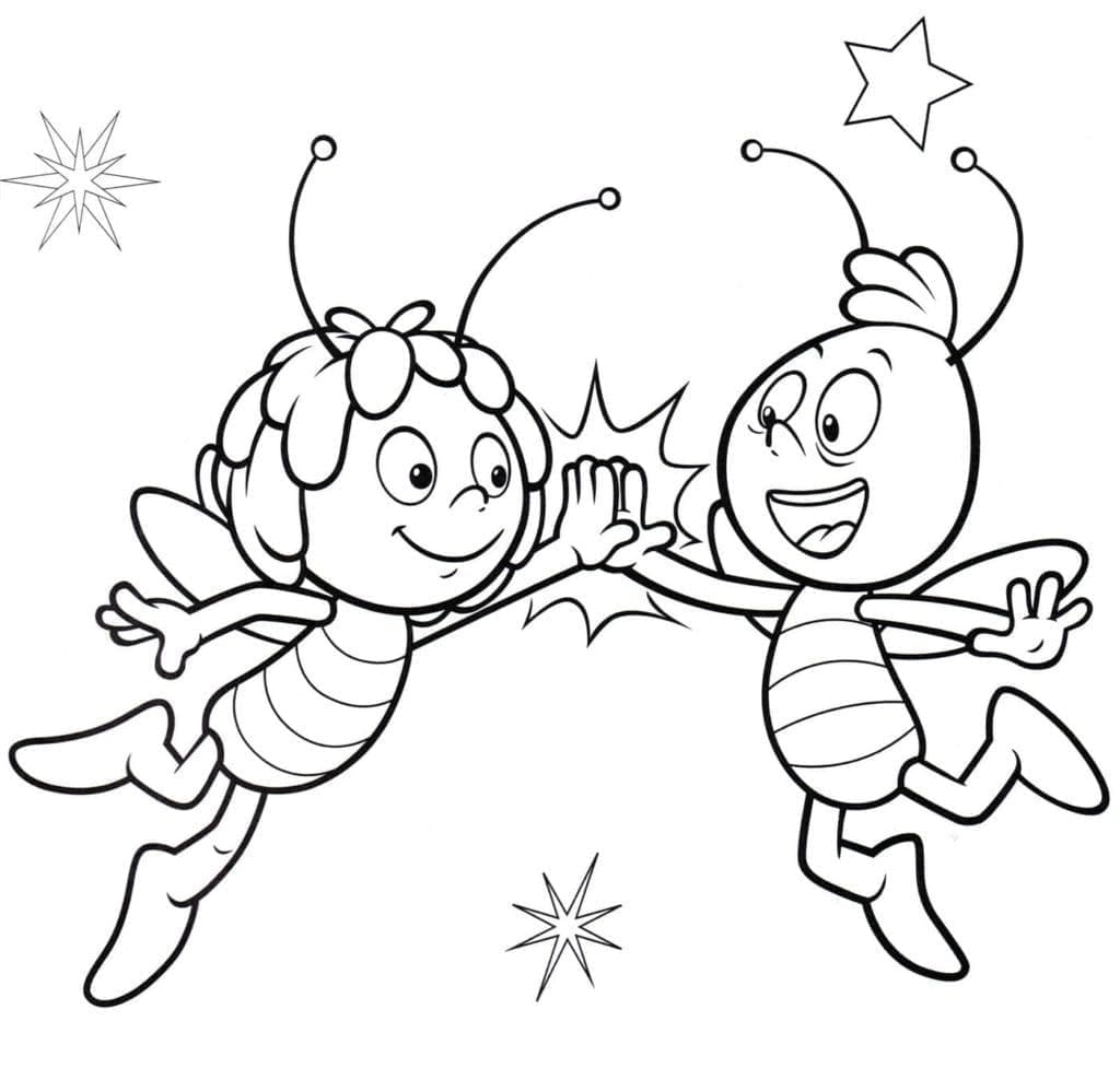 Coloriage Maya l'Abeille et Willy Pour les Enfants