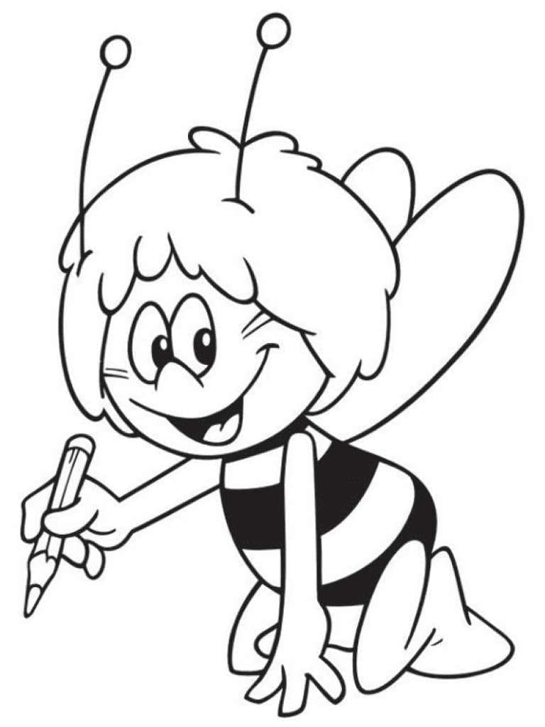 Coloriage Maya l'Abeille Heureuse