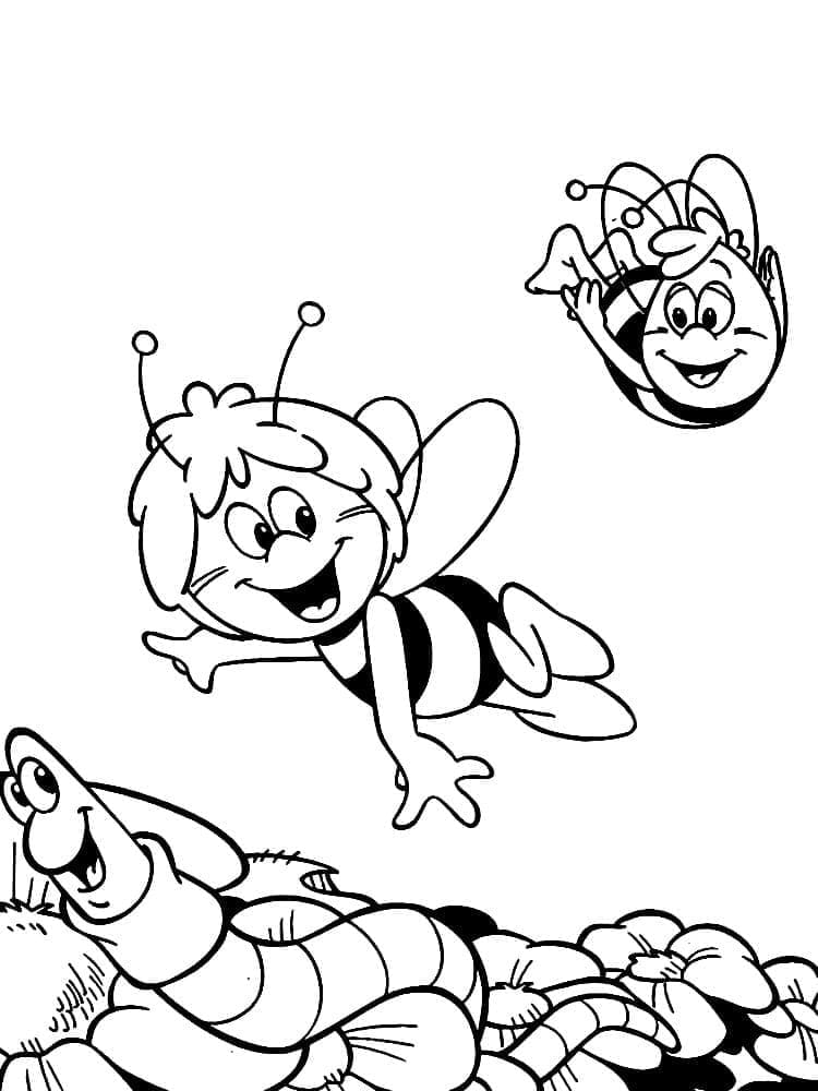 Coloriage Maya l'Abeille, Willy et Max