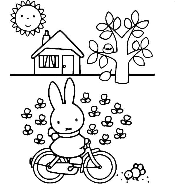 Coloriage Miffy à Vélo