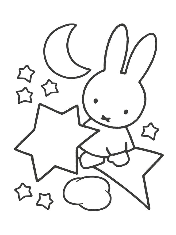 Miffy et étoiles coloring page
