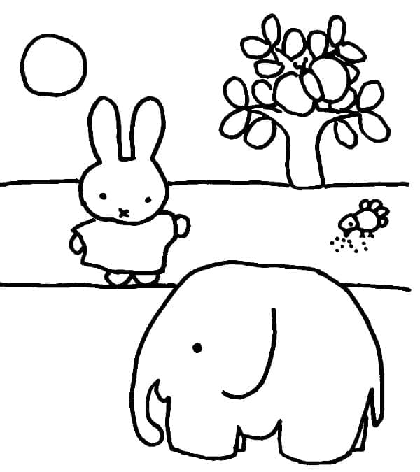 Miffy et l’éléphant coloring page