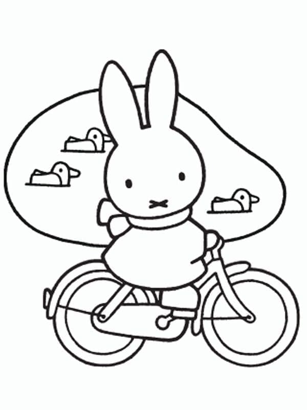 Coloriage Miffy Fait du Vélo