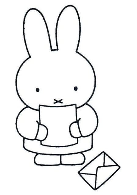 Miffy lit une Lettre coloring page