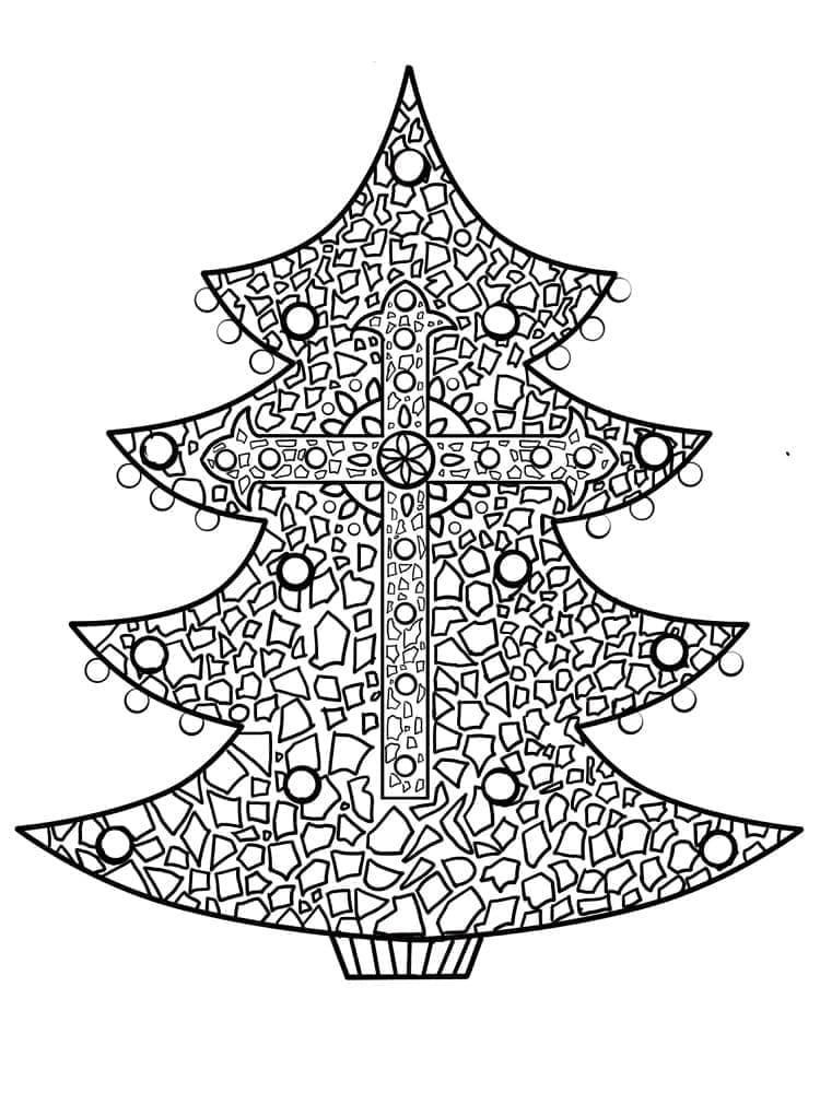 Coloriage Mosaïque d'arbre de Noël