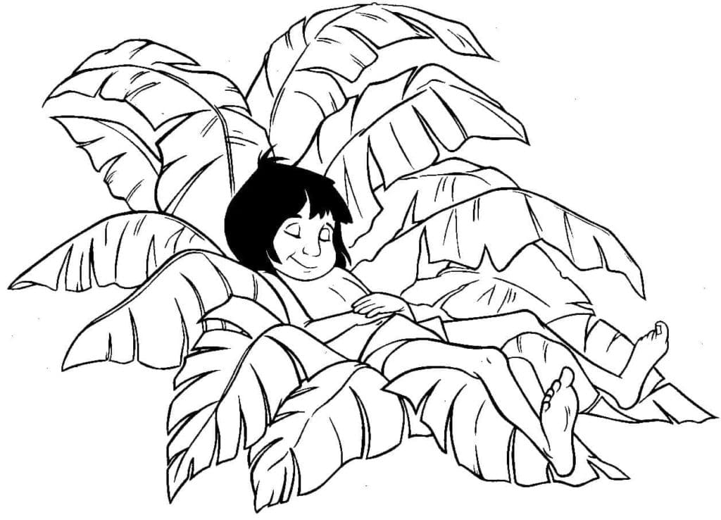 Mowgli Endormi coloring page