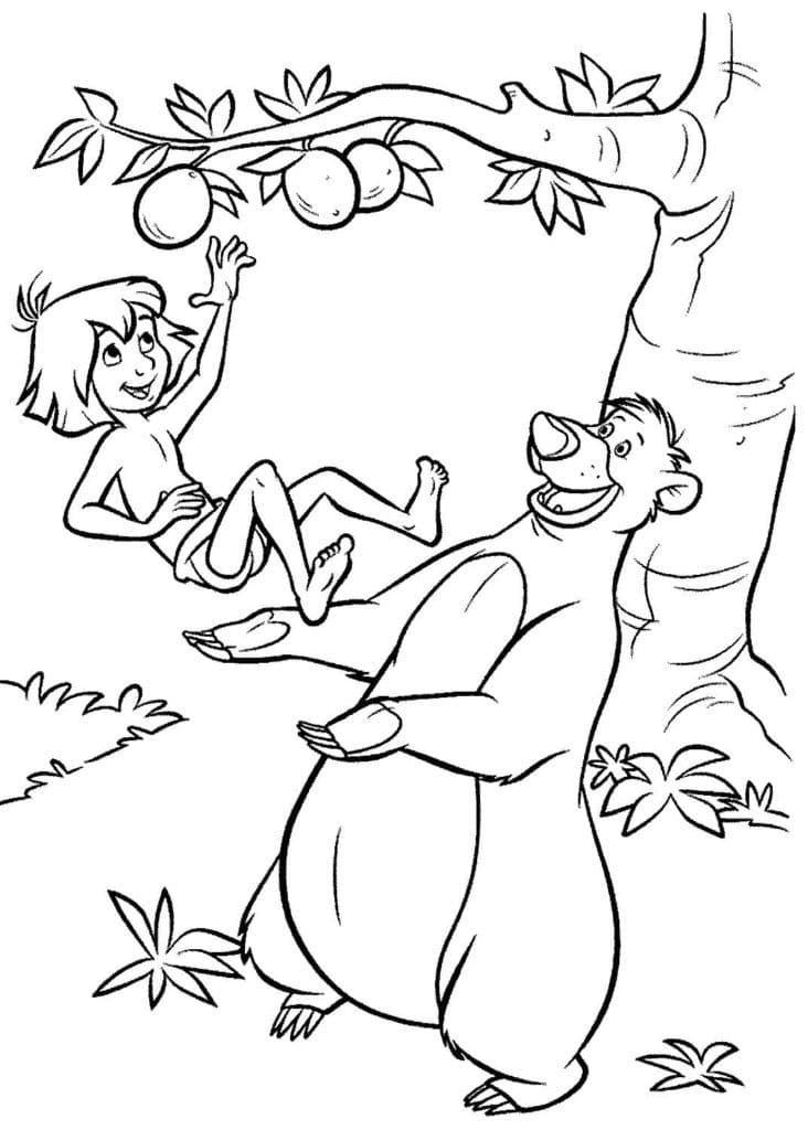 Mowgli et Baloo de Le Livre de la Jungle coloring page