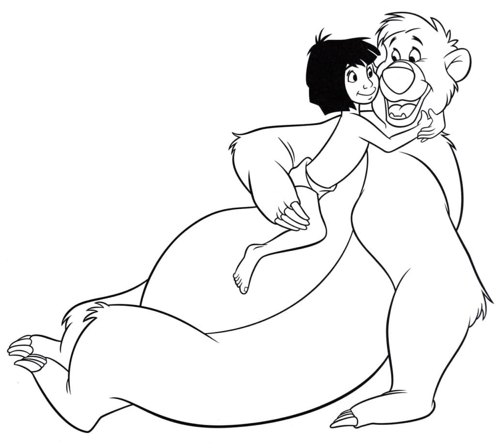 Mowgli et Baloo coloring page