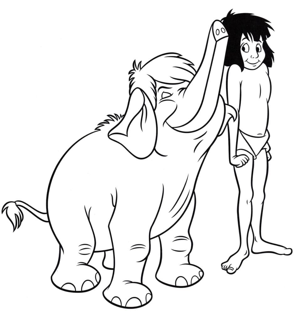 Coloriage Mowgli et Junior