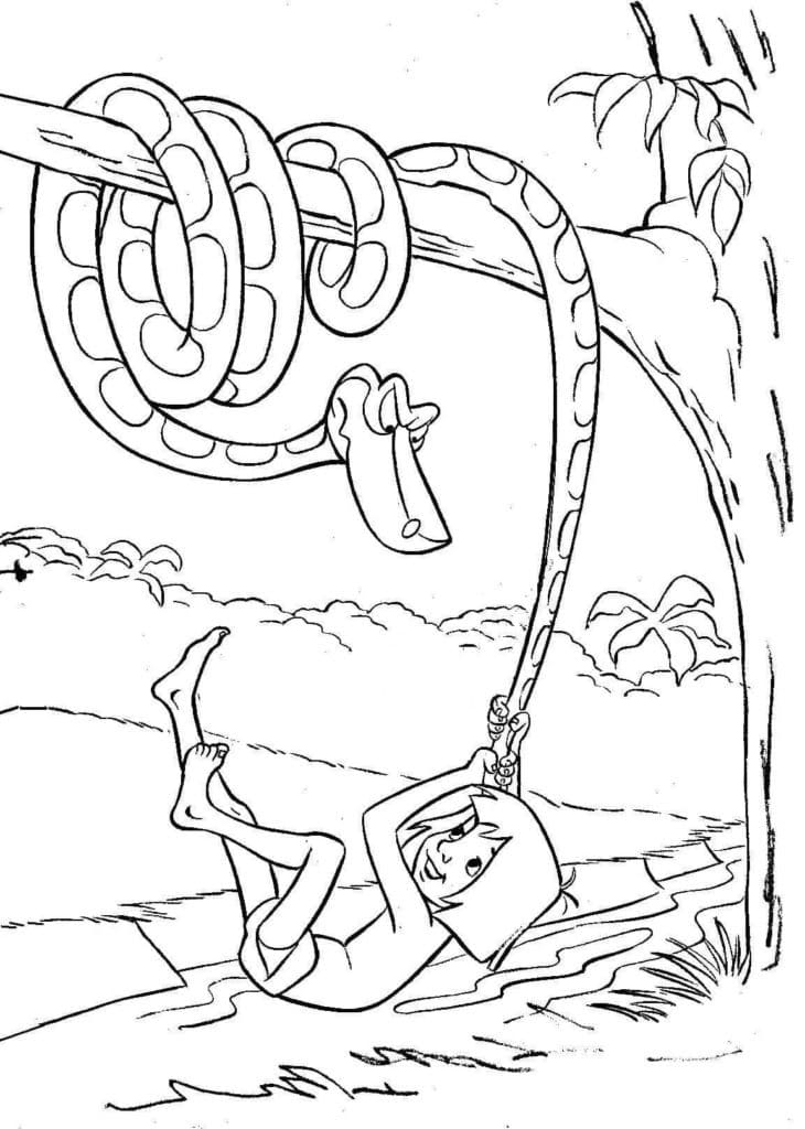Mowgli et Kaa de Le Livre de la Jungle coloring page