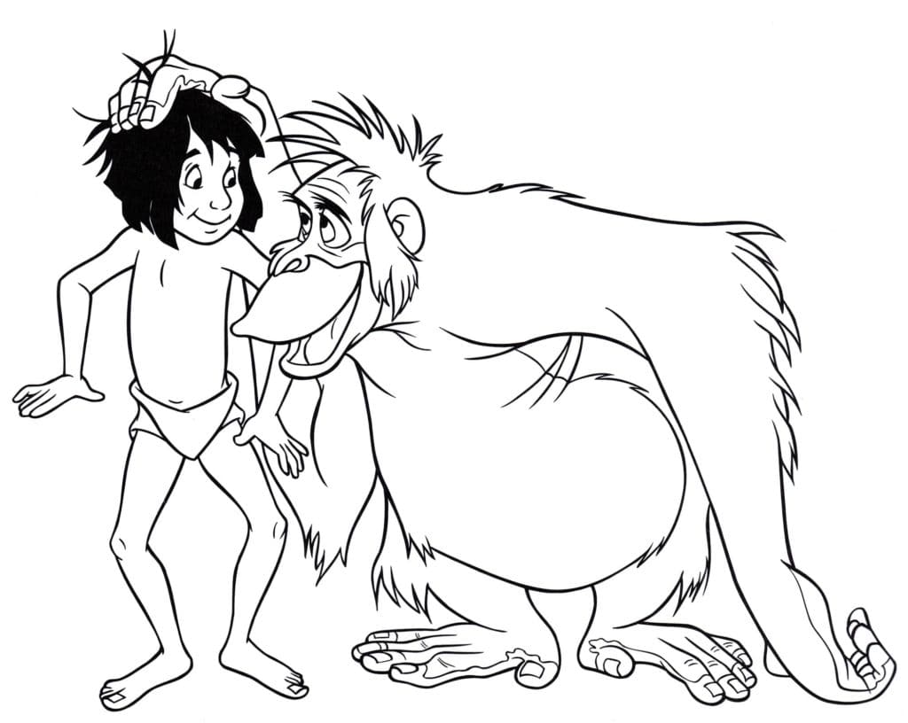 Coloriage Mowgli et le Singe