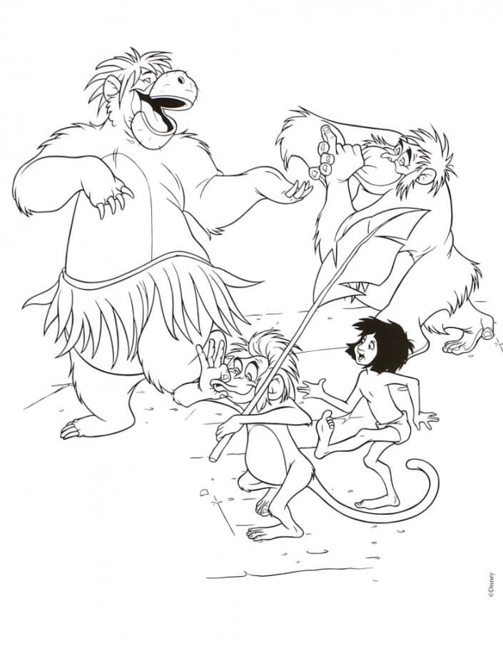 Mowgli et les Singes coloring page