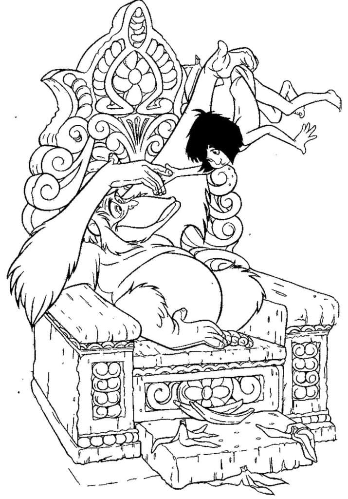 Mowgli et Roi Louie coloring page