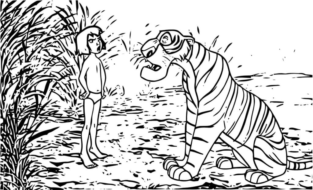 Mowgli et Shere Khan coloring page