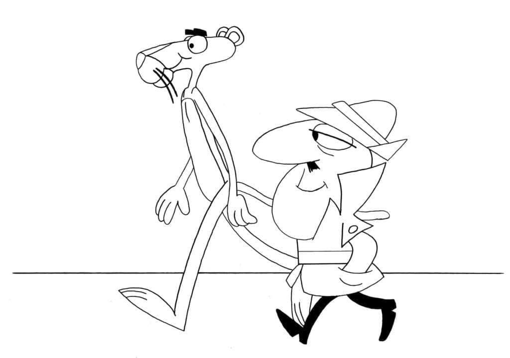 Panthère Rose et Jacques Clouseau coloring page