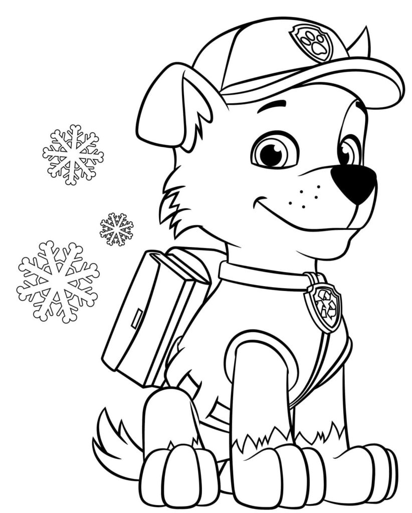 Pat Patrouille Noel Rocky coloring page