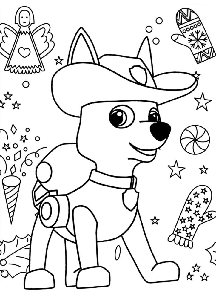 Pat Patrouille Noel Tracker coloring page