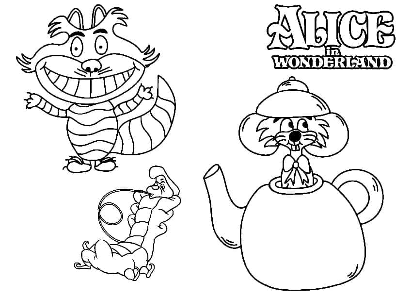 Personnages de Alice au pays des merveilles coloring page