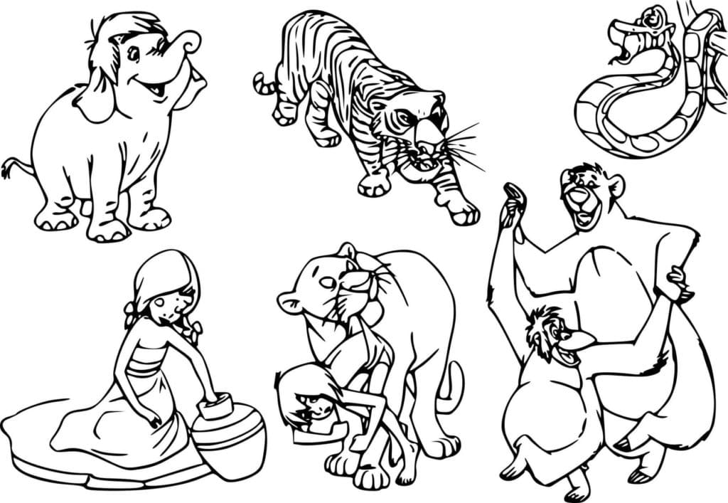 Personnages de Le Livre de la Jungle coloring page