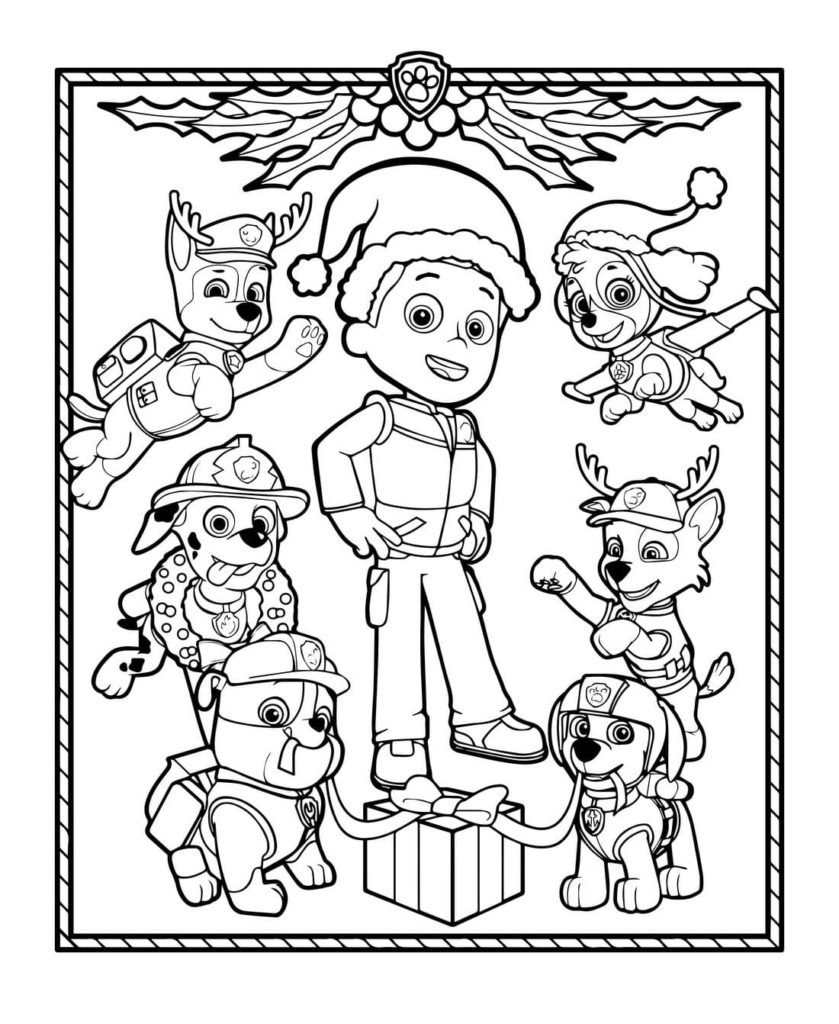 Personnages de Pat Patrouille Noel coloring page