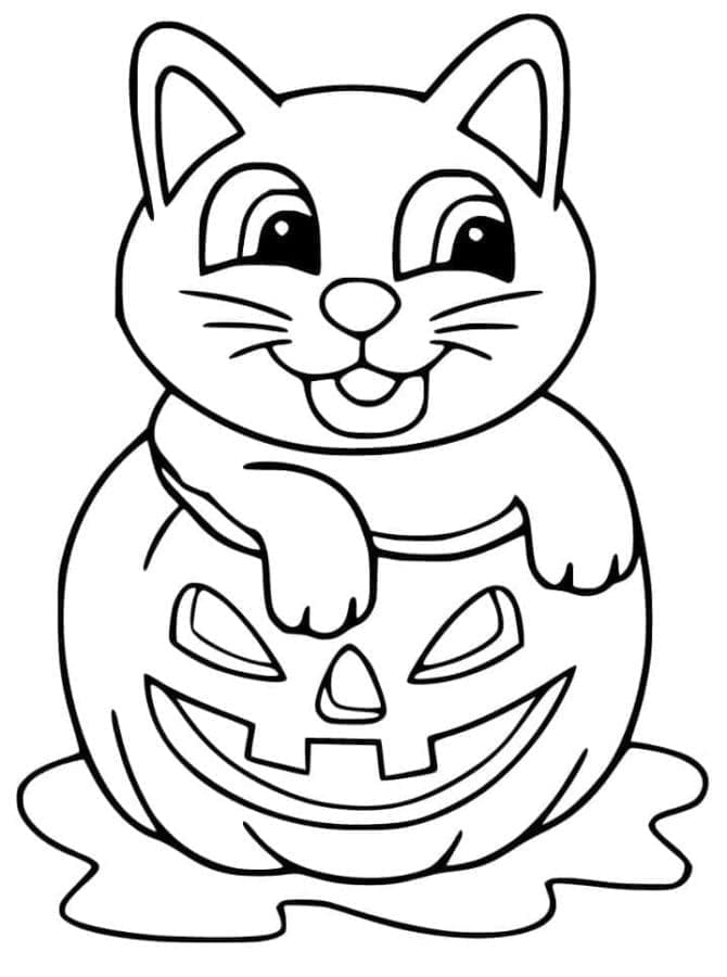 Petit Chat d’Halloween coloring page