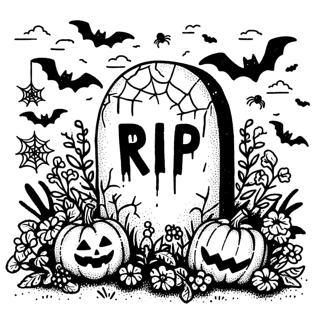 Pierre Tombale d’Halloween coloring page