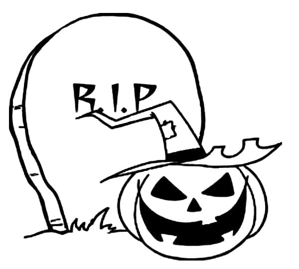 Pierre Tombale et Citrouille d’Halloween coloring page