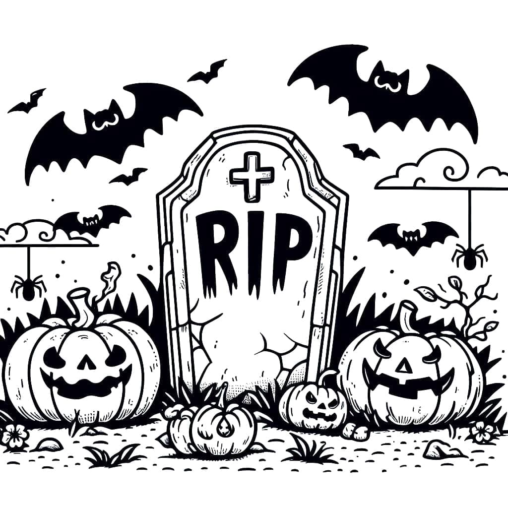 Pierre Tombale pour Halloween coloring page