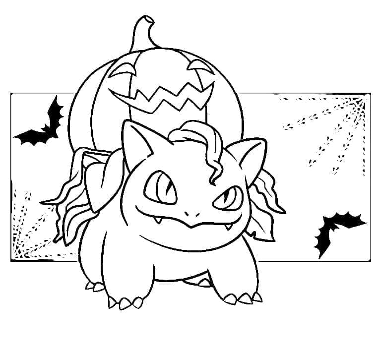 Pokémon Bulbizarre à Halloween coloring page