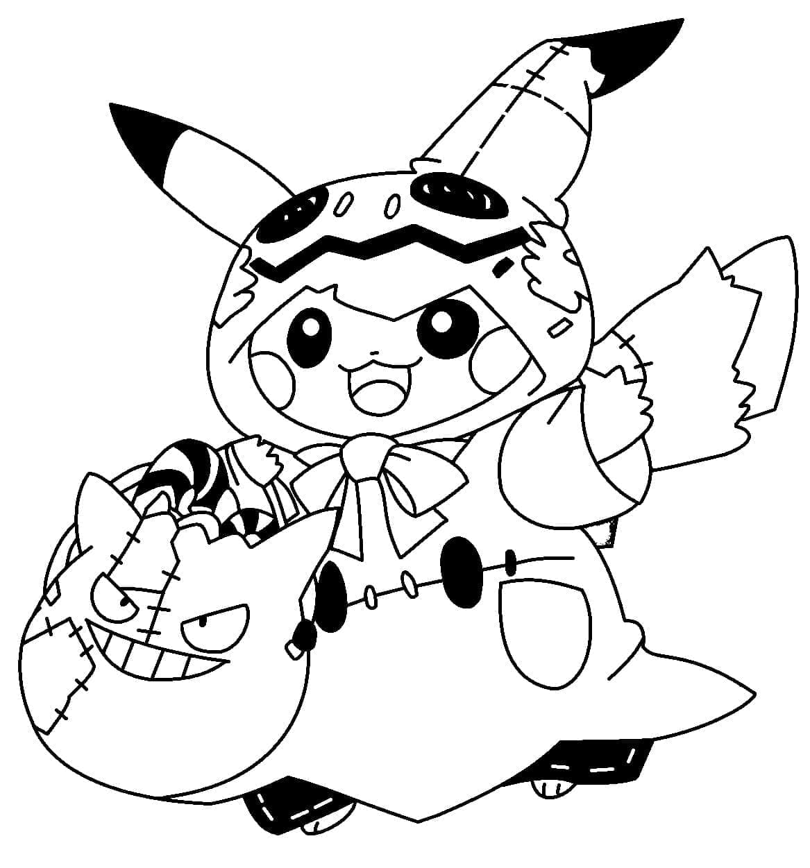Pokémon Pikachu Halloween coloring page