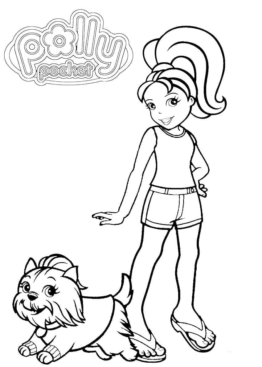 Coloriage Polly Pocket et Chiot