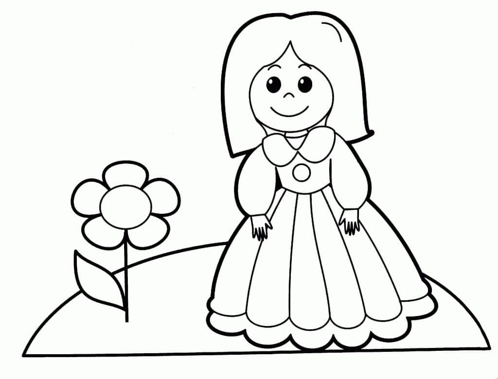 Poupée et Fleur coloring page