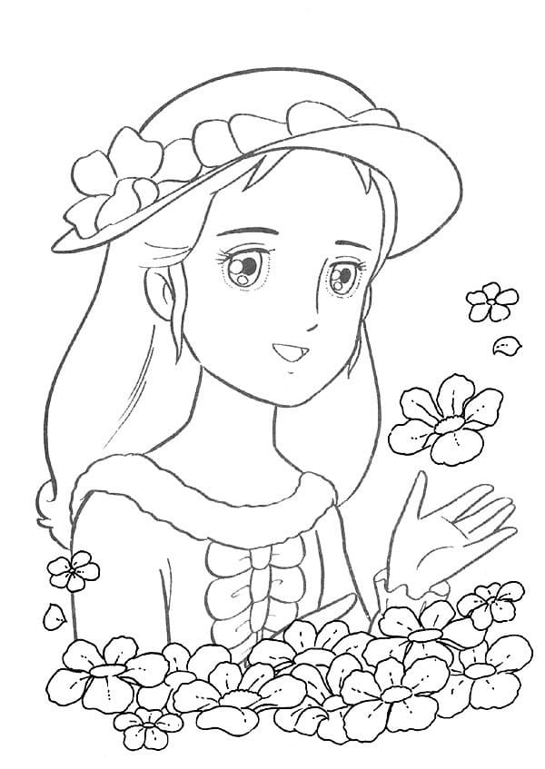 Coloriage Princesse Sarah et Fleurs