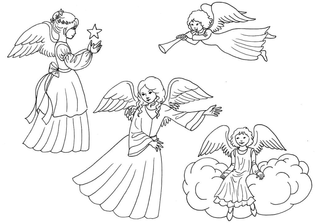 Quatre Anges coloring page