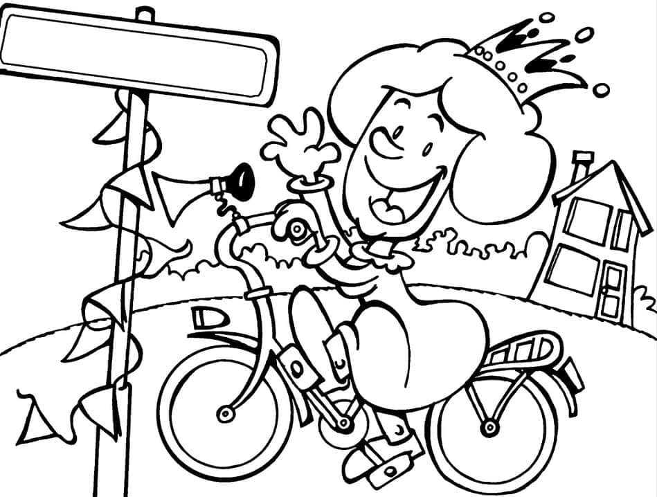 Reine à Vélo coloring page