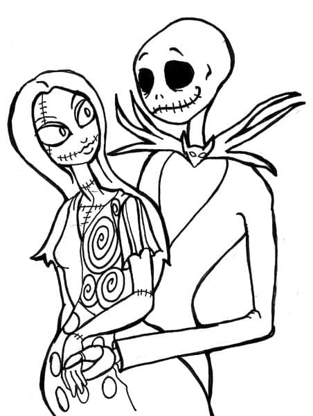 Sally et Jack Skelington coloring page