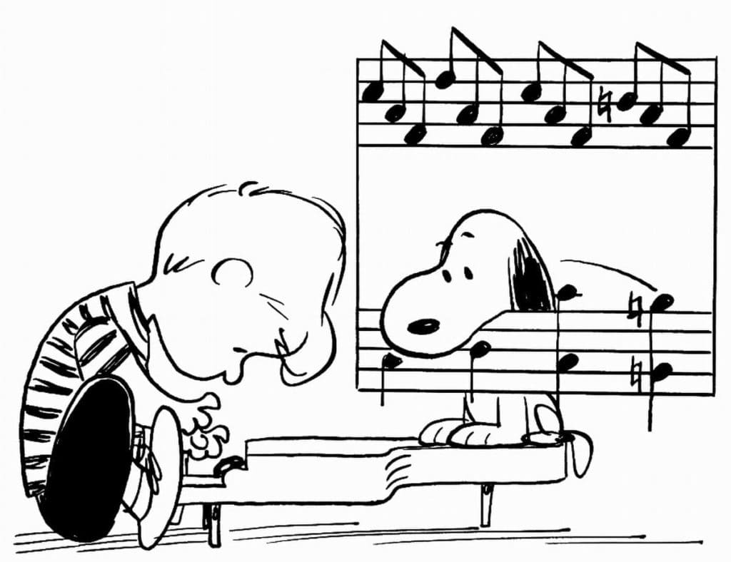 Schroeder et Snoopy coloring page