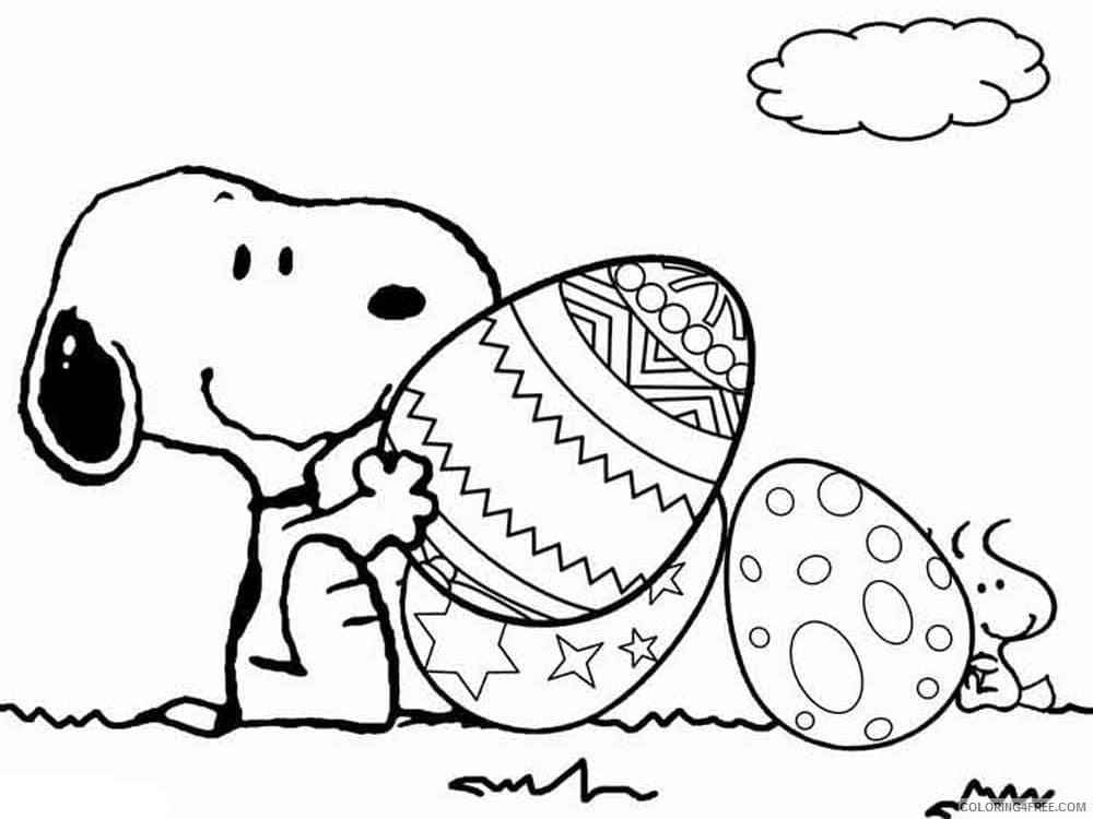 Coloriage Snoopy avec Oeufs de Pâques