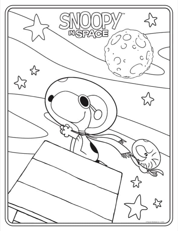 Coloriage Snoopy dans l'Espace