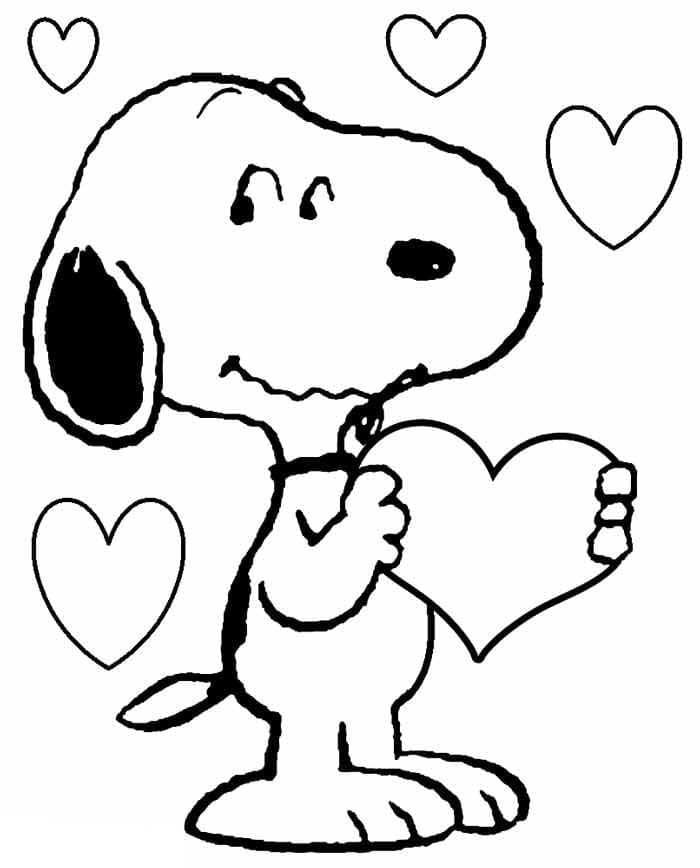 Coloriage Snoopy et Coeurs