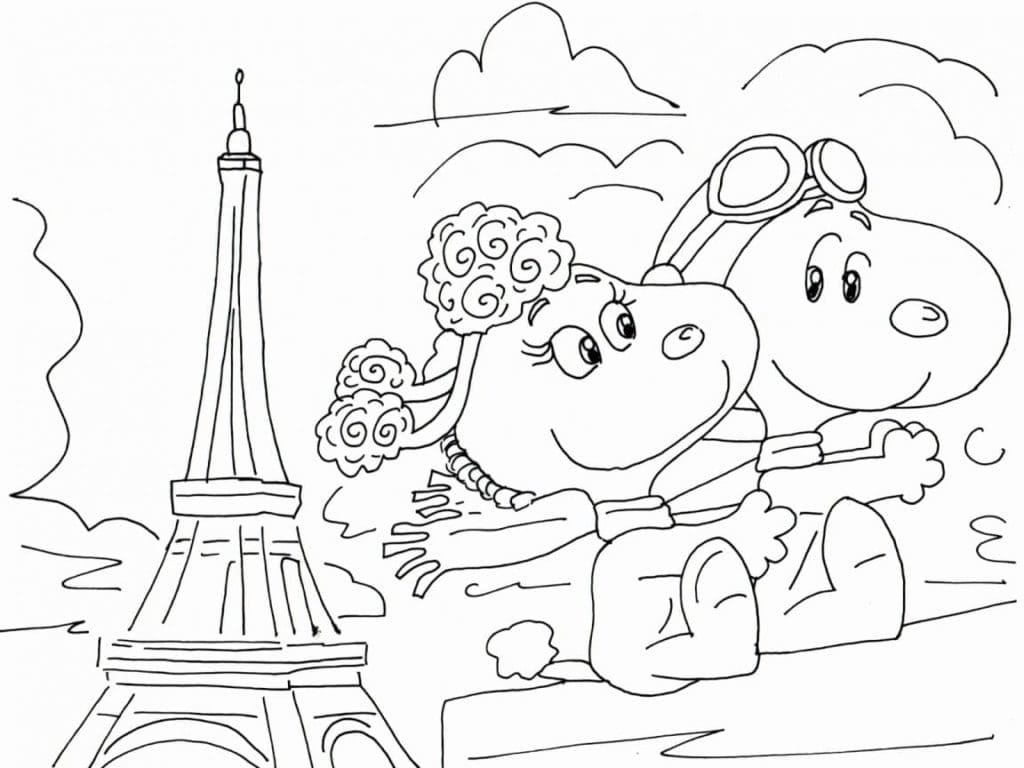 Snoopy et Fifi coloring page