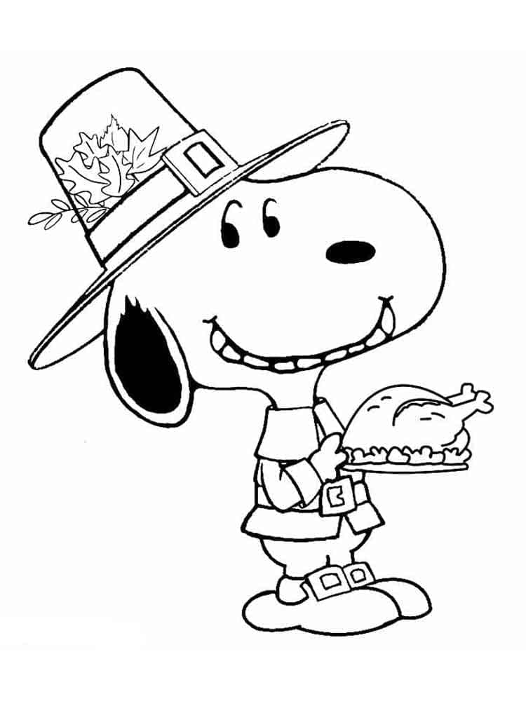 Coloriage Snoopy et la Dinde de Thanksgiving
