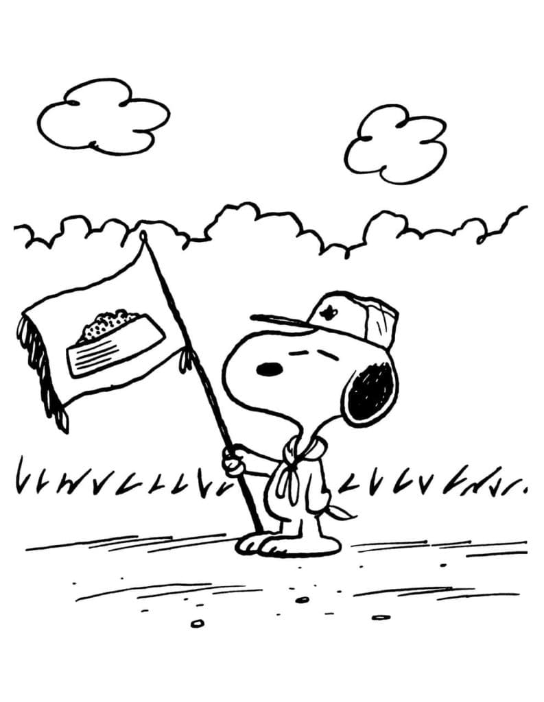 Snoopy et le Drapeau coloring page
